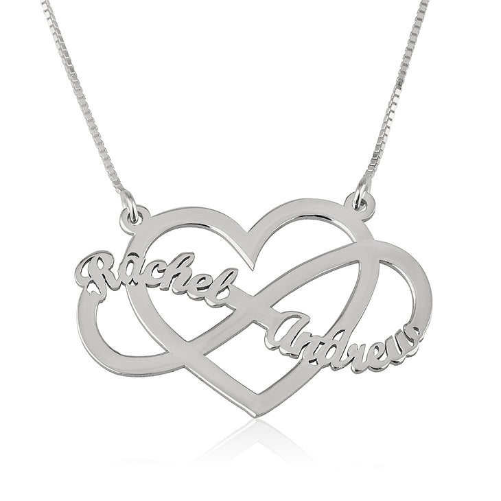 Customizable Infinity Heart Necklace - Sterling Silver, Gold, Rose Gold Bijou Her