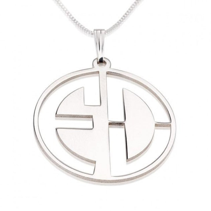 Cut-Out Block Letters Monogram Necklace - Sterling Silver, Gold, Rose Gold Plating Bijou Her