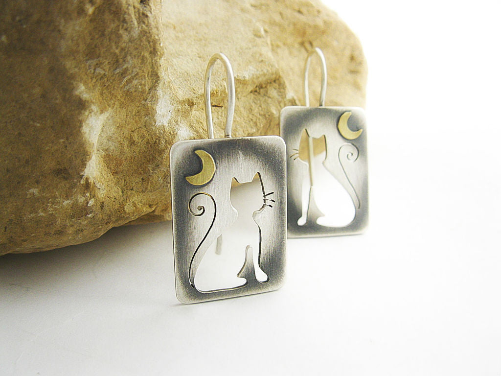 Cute Cat Earrings Girly Square Bijou Her