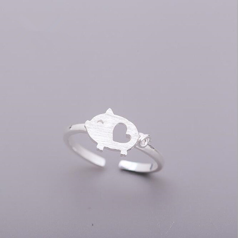 Cute Pig Brushed Simple Animal Ring For Women Bijou Her