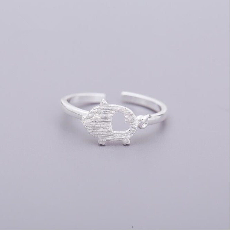 Cute Pig Brushed Simple Animal Ring For Women Bijou Her