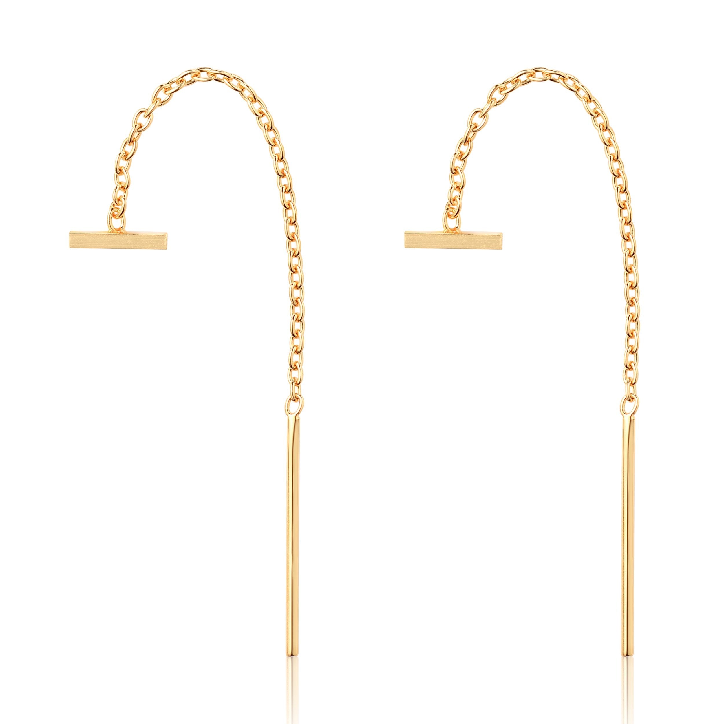 Dainty Bar Chain Earrings - Sterling Silver Plated in Rhodium, Rose Gold, or Yellow Gold
Discover stylish hypoallergenic earrings with delicate chain and bar design. Choose from Rhodium, Rose Gold, or Yellow Gold plating. Enjoy free worldwide Bijou Her