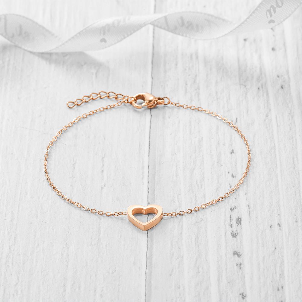 Dainty Open Heart Bracelet in Gold and Rose Gold for Women Bijou Her