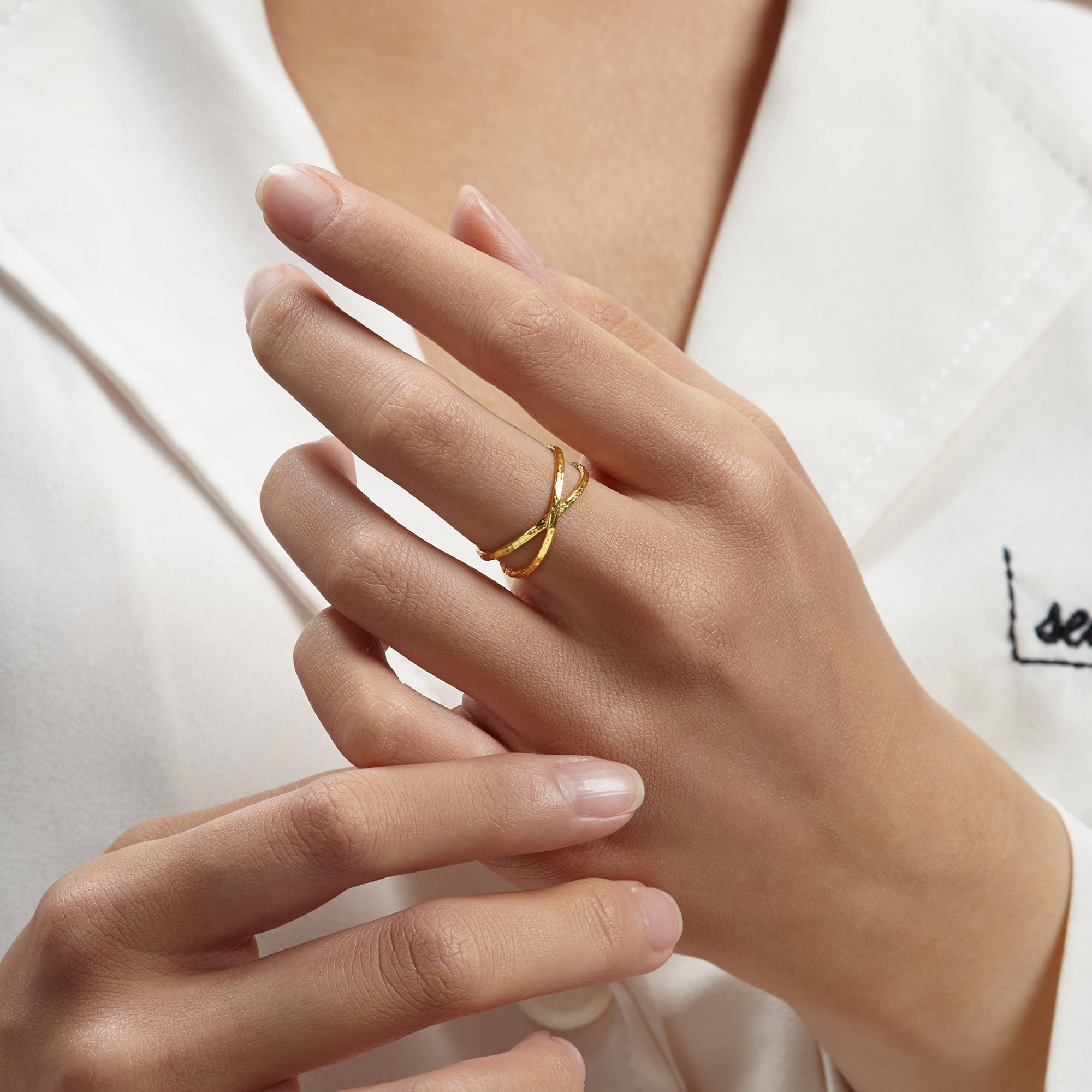 Dainty Open Ring with Two Triangles - Hypoallergenic Sterling Silver Jewelry for Stacking - Gold, Rose Gold, or Silver Bijou Her