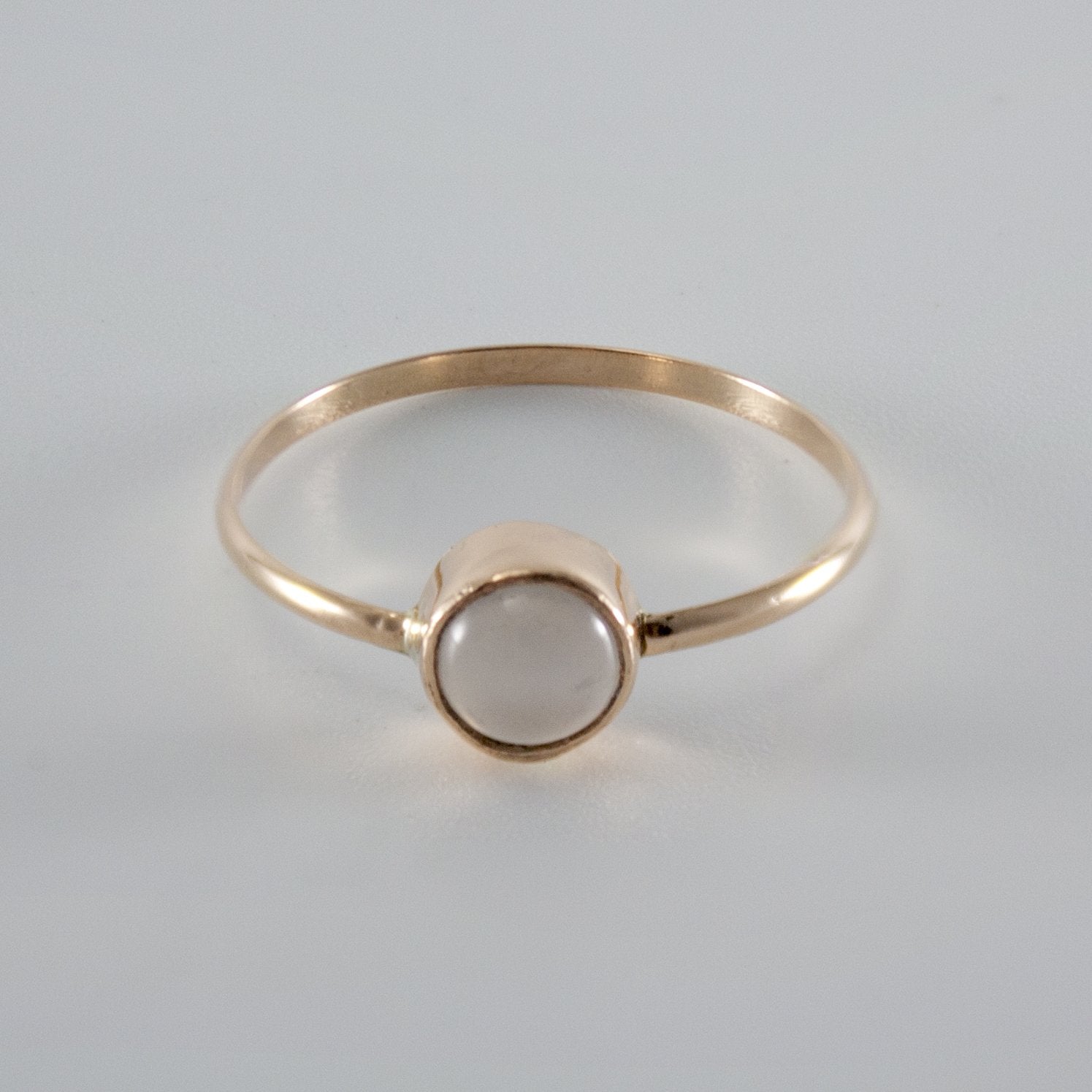 Dainty White Moonstone Bezel Gold Ring - 14k Gold Filled, Minimalist Design, Step Bezel Setting, AA Grade, 0.61 Carat Bijou Her