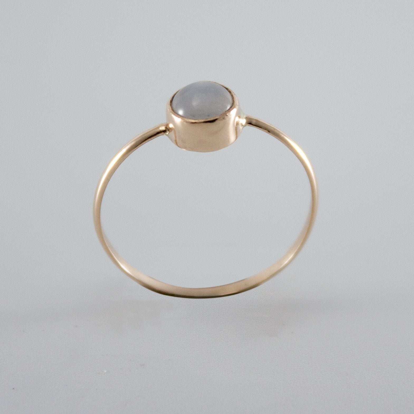 Dainty White Moonstone Bezel Gold Ring - 14k Gold Filled, Minimalist Design, Step Bezel Setting, AA Grade, 0.61 Carat Bijou Her