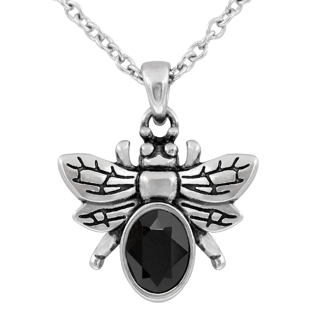 Dark & Bright Bee Necklace with Black Swarovski Crystal Bijou Her