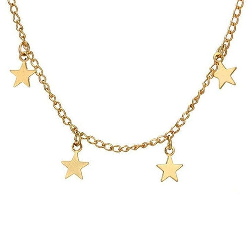 Dazzling Star Choker Necklace in Silver and Gold - High-Quality Zinc Alloy, 13" + 2" Extender Bijou Her