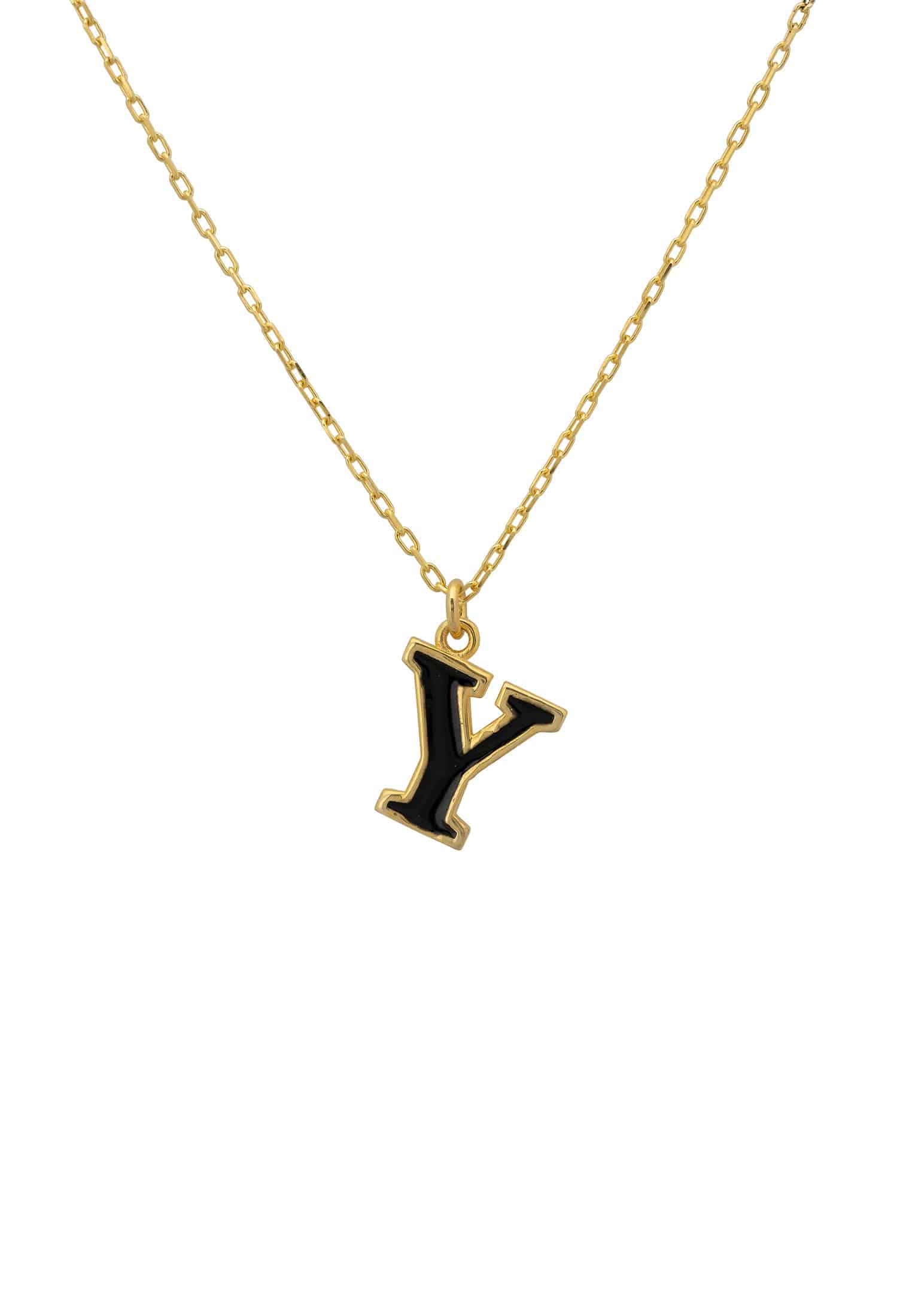 Delicate Initial Enamel Pendant Necklace in Gold - Personalized Birthday Gift Idea Bijou Her