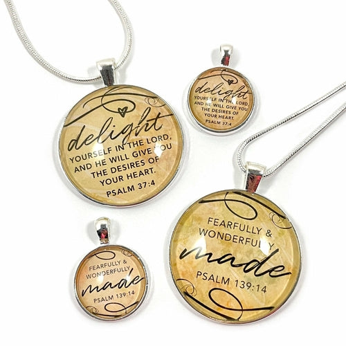 Delight Yourself in the Lord Necklace - Psalm 37:4, Psalms, Silver-Plated Bijou Her