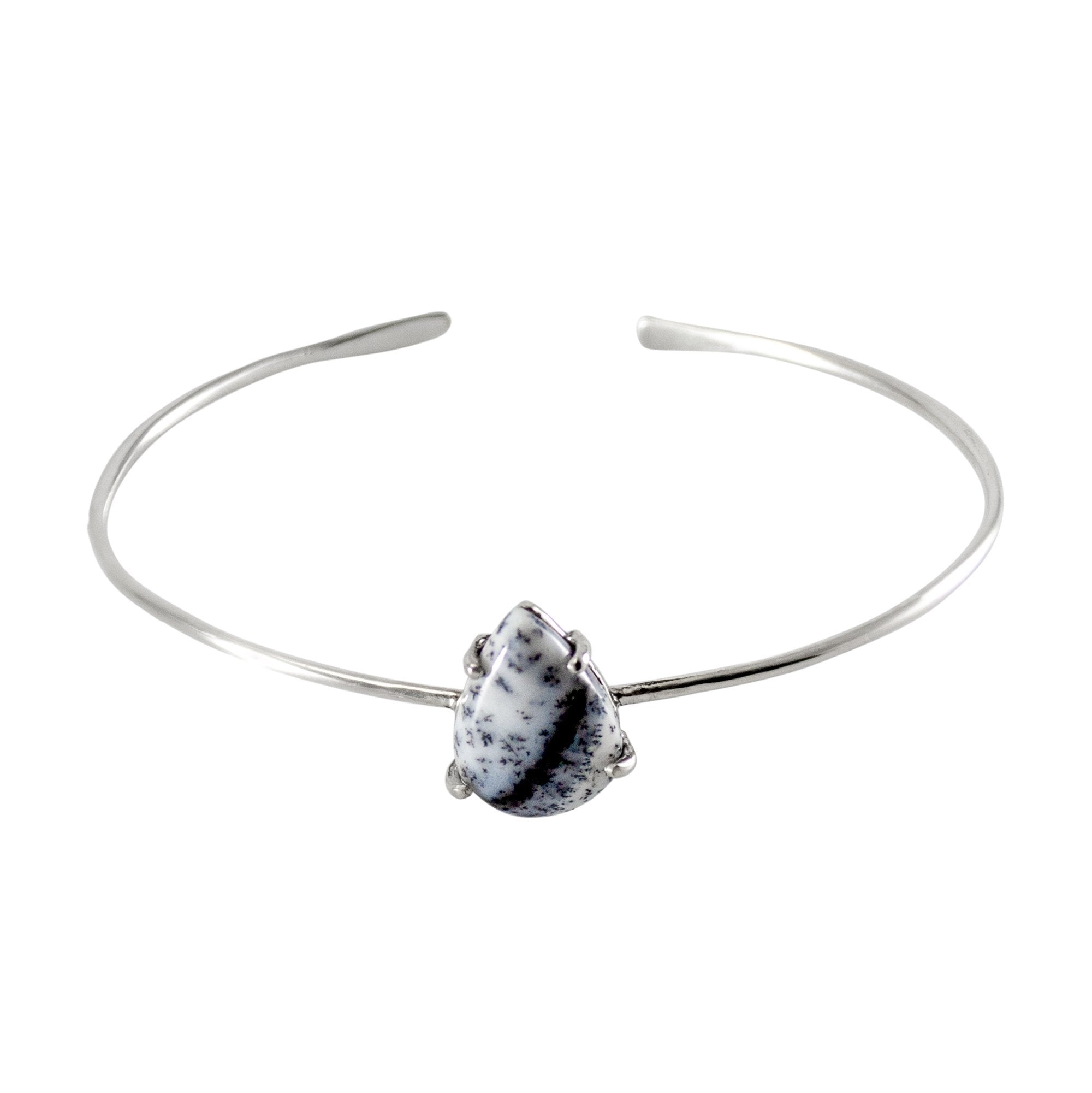 Dendritic Opal Sterling Silver Cuff: Unique Fern-like Patterns Bijou Her