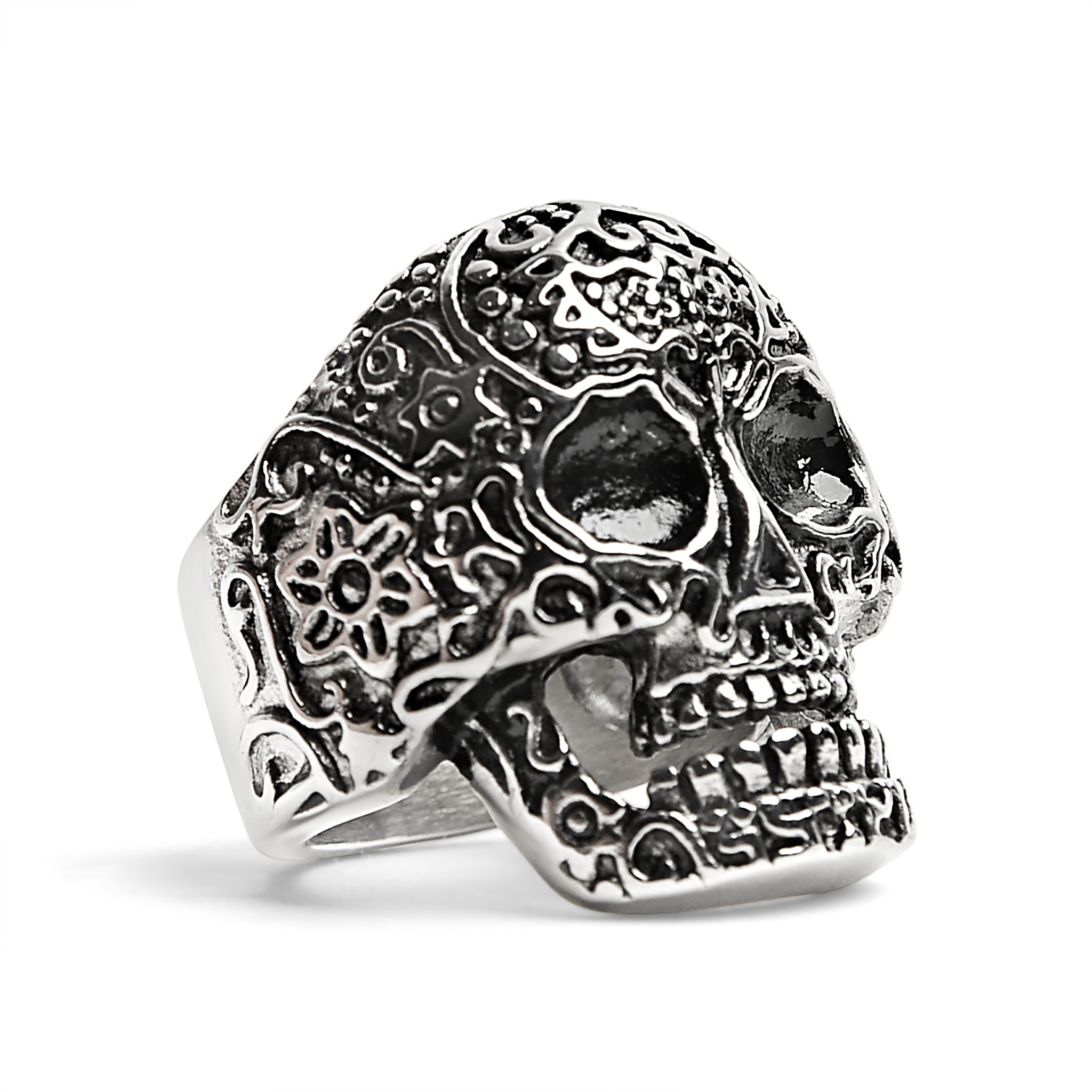 Detailed Skull Stainless Steel Ring - Durable and Hypoallergenic Jewelry for Men Bijou Her