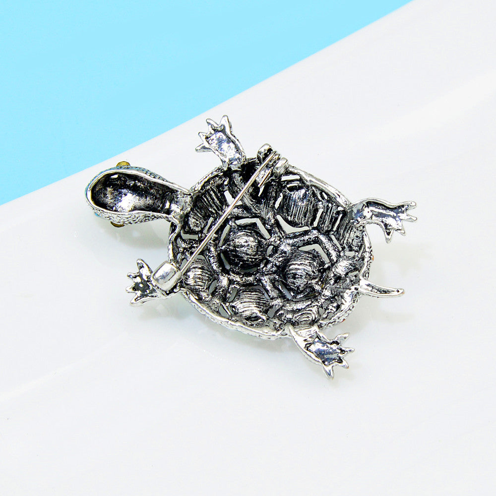 Diamond-embedded Fashion Retro Turtle Brooch Cute Animal Corsage Bijou Her