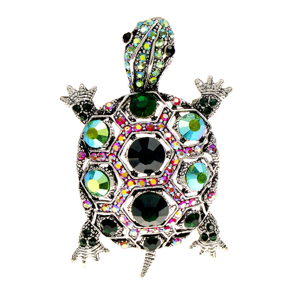 Diamond-embedded Fashion Retro Turtle Brooch Cute Animal Corsage Bijou Her