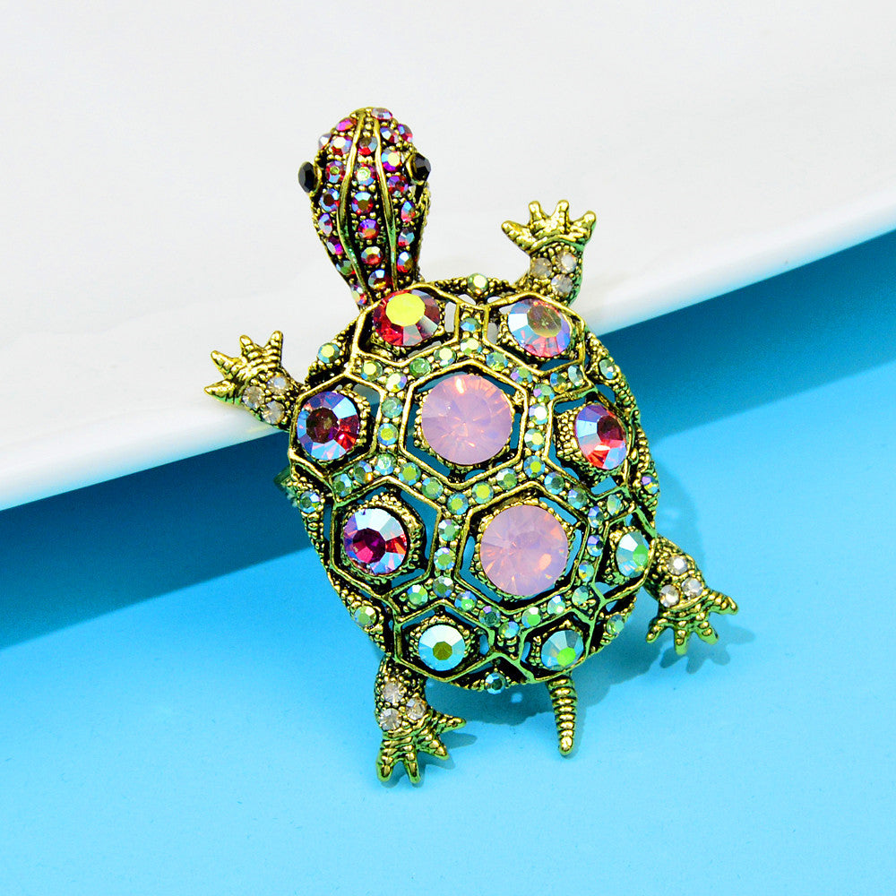 Diamond-embedded Fashion Retro Turtle Brooch Cute Animal Corsage Bijou Her