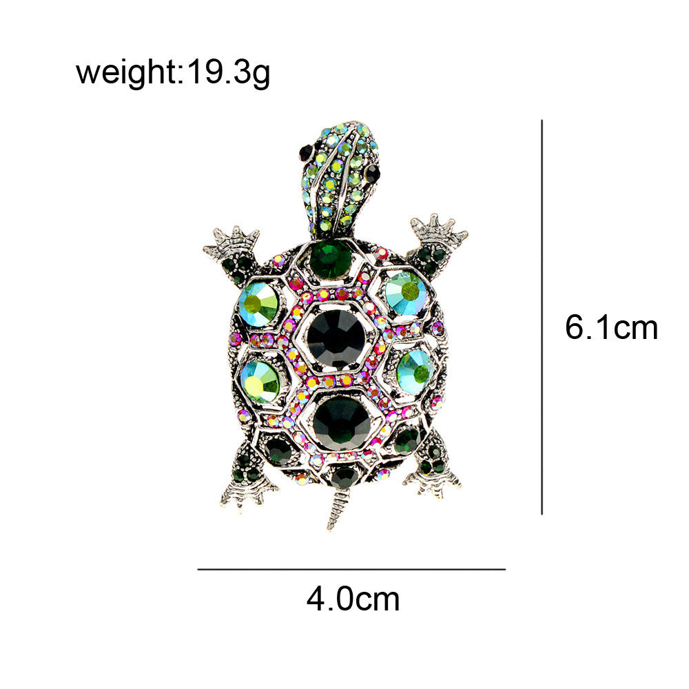 Diamond-embedded Fashion Retro Turtle Brooch Cute Animal Corsage Bijou Her