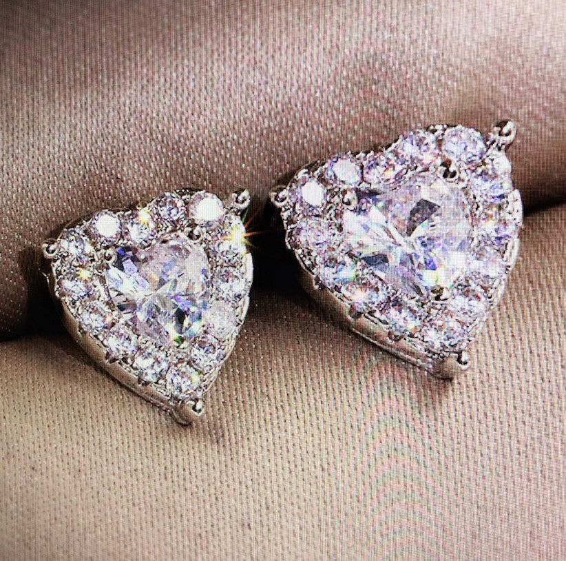 Diamond-inlaid Heart-shaped Temperament Earrings And Earrings Female Bijou Her