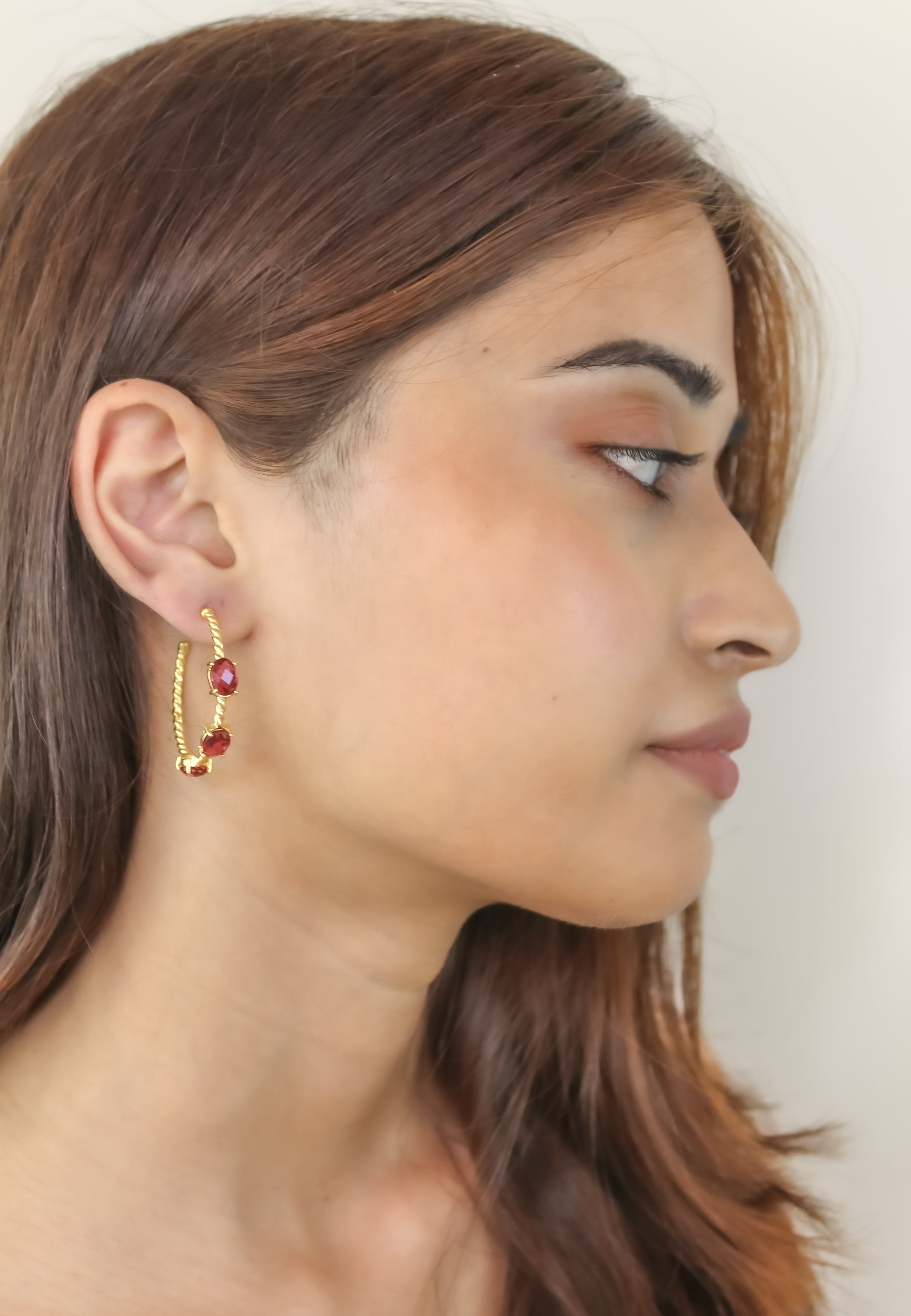 Doha Earrings: 18K Gold-Plated with Natural Semi-Precious Stones for Pierced Ears, Hypoallergenic and Sustainable Bijou Her