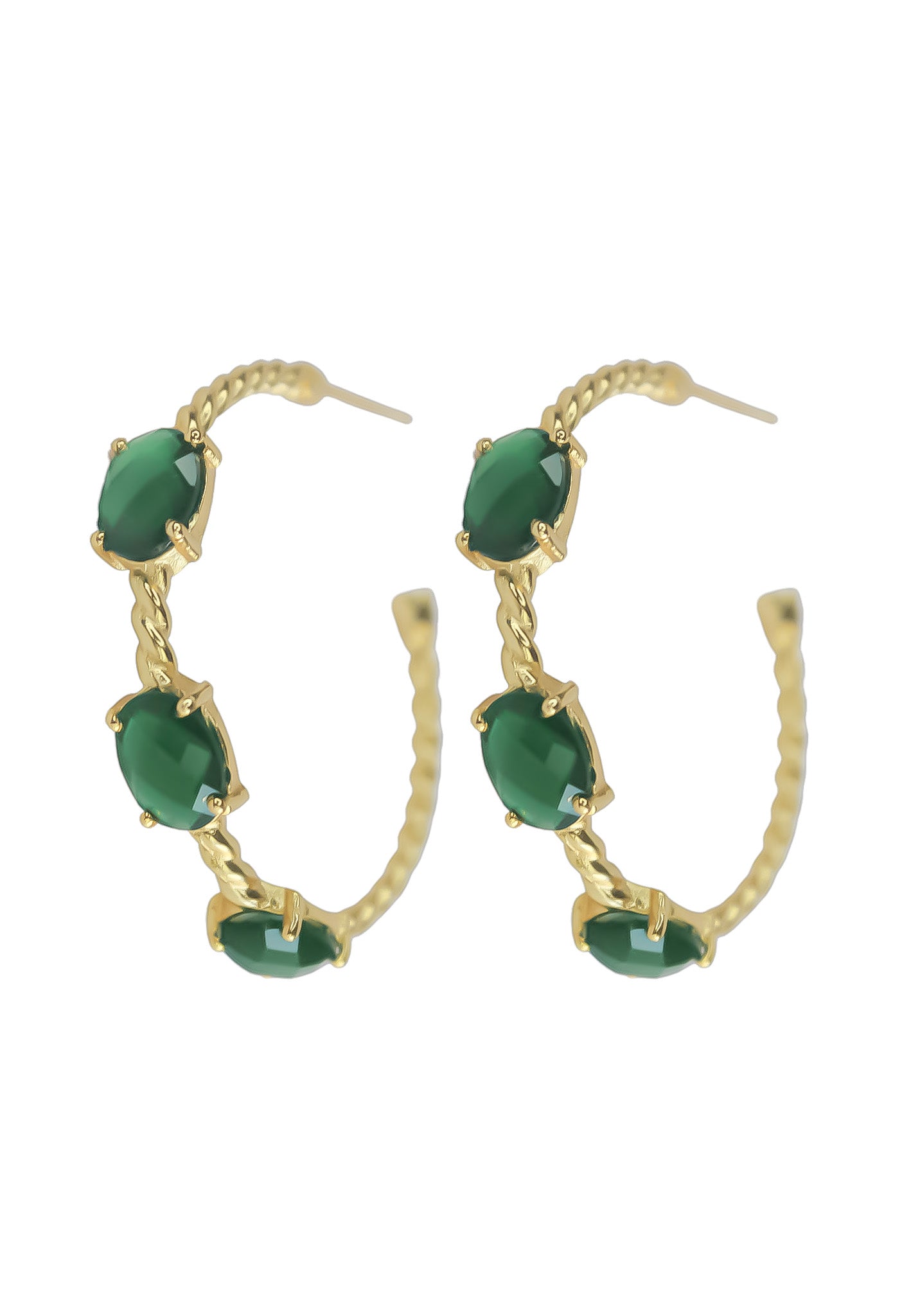 Doha Earrings: 18K Gold-Plated with Natural Semi-Precious Stones for Pierced Ears, Hypoallergenic and Sustainable Bijou Her