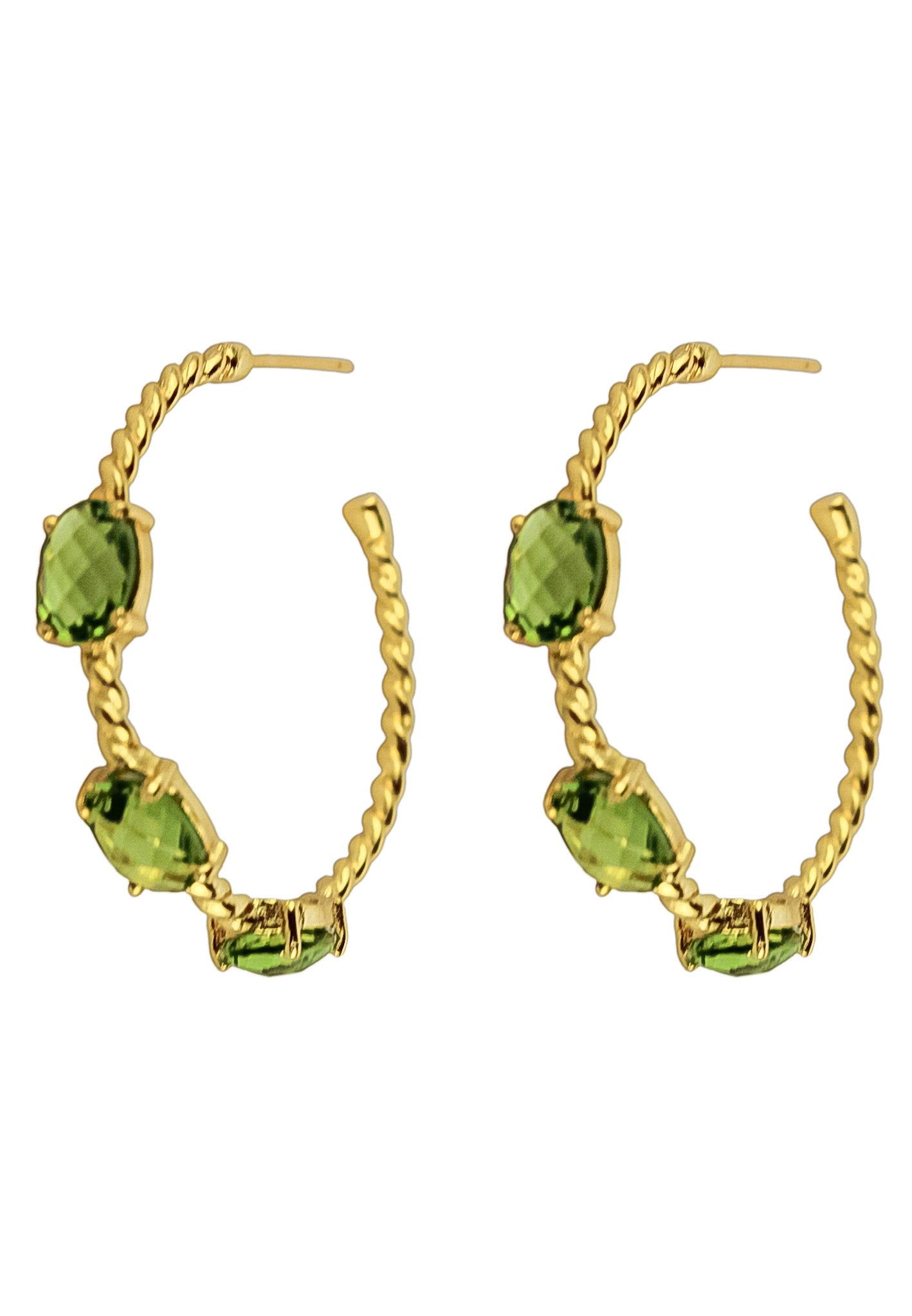 Doha Earrings: 18K Gold-Plated with Natural Semi-Precious Stones for Pierced Ears, Hypoallergenic and Sustainable Bijou Her