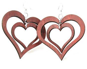 Double Heart Earrings - Made in U.S.A - Style #1144 - Sustainable Wood - Hypoallergenic Ear Wires Bijou Her