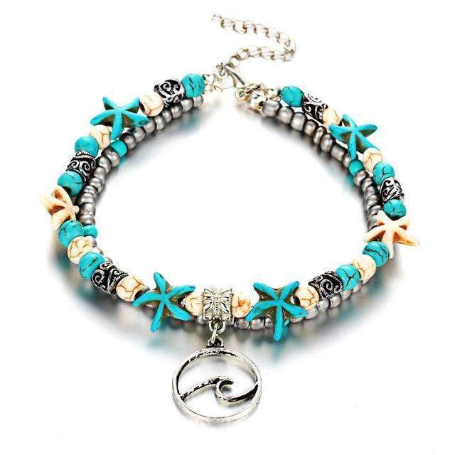 Double Layer Starfish Anklet with Ocean Theme Bijou Her