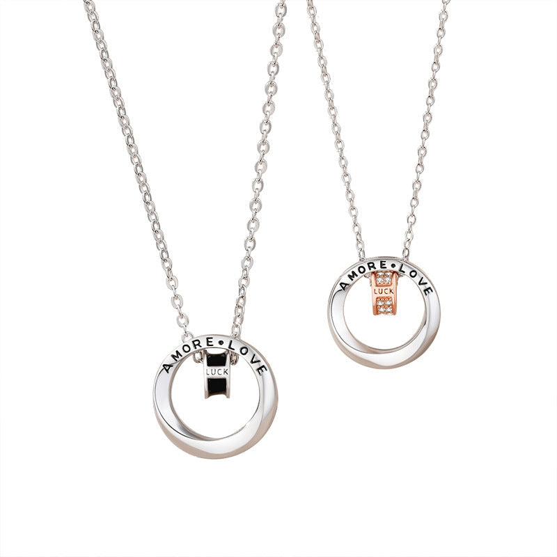 Double Ring Moby Couple Necklace Male And Female Pair Bijou Her