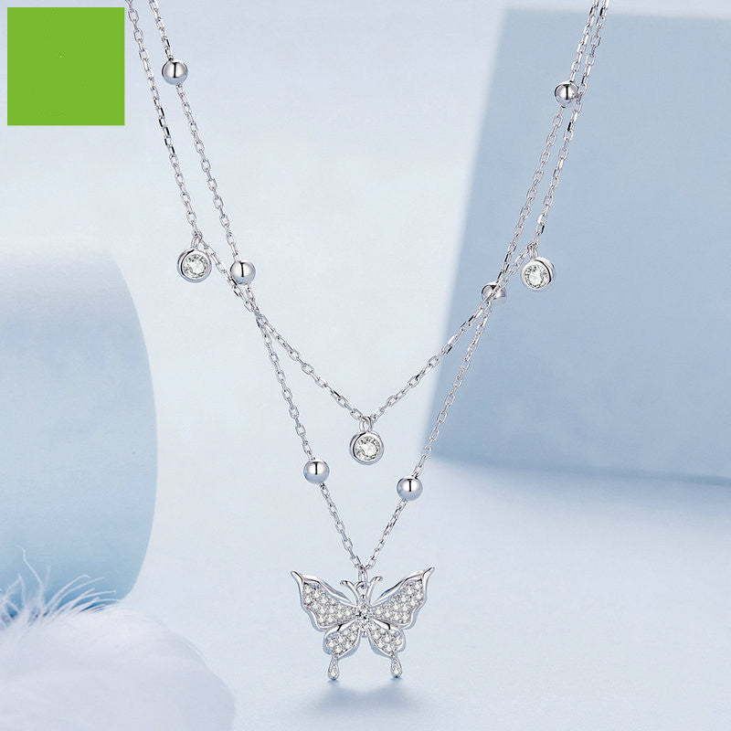 Double-layer Fringed Butterfly Necklace Bijou Her