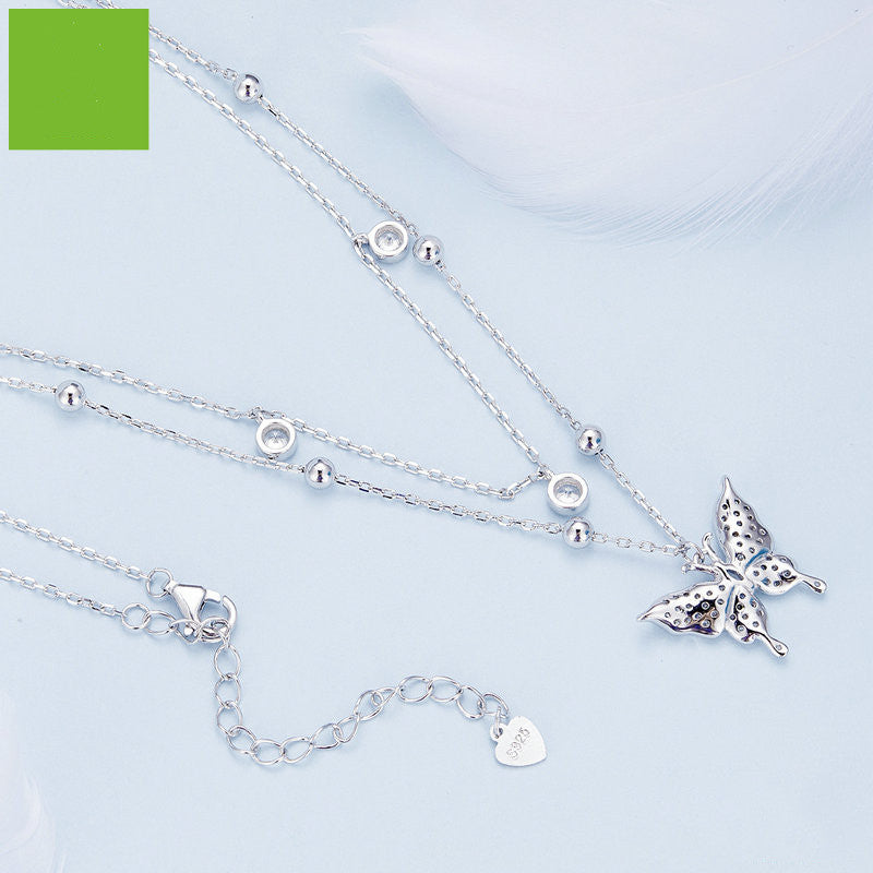 Double-layer Fringed Butterfly Necklace Bijou Her