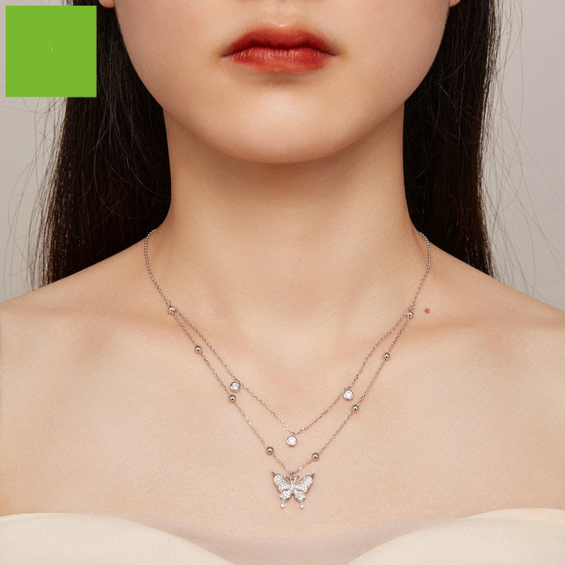 Double-layer Fringed Butterfly Necklace Bijou Her