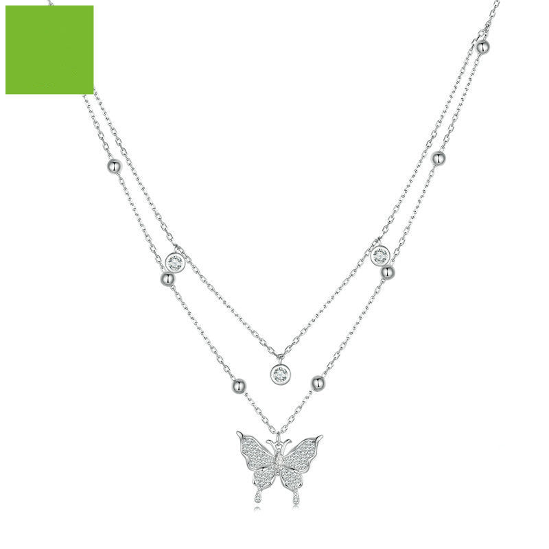Double-layer Fringed Butterfly Necklace Bijou Her