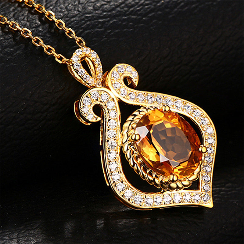 Drop Shaped Diamond Topaz Pendant Necklace Bijou Her
