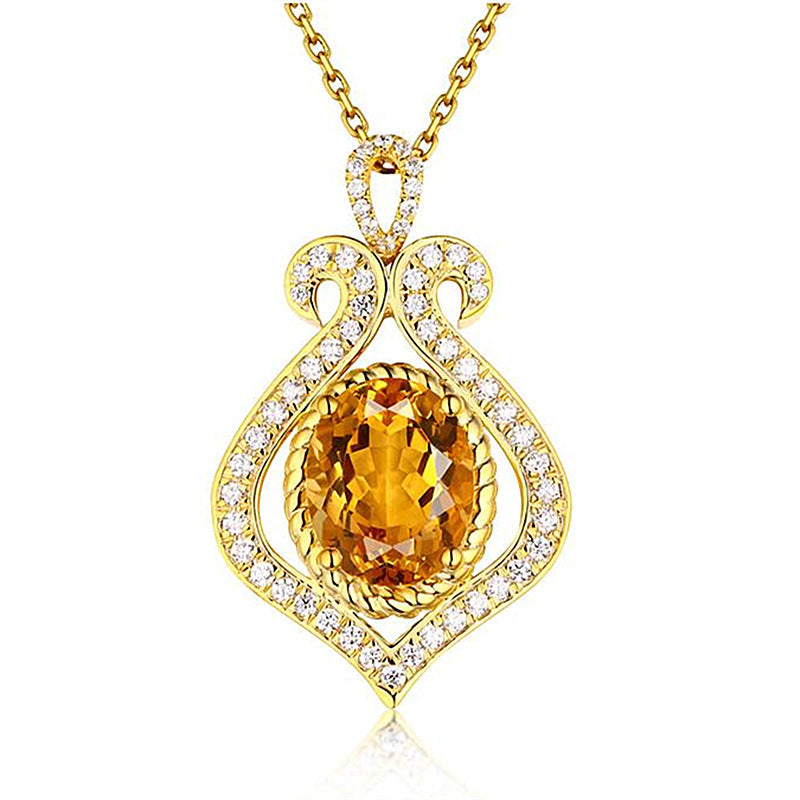 Drop Shaped Diamond Topaz Pendant Necklace Bijou Her