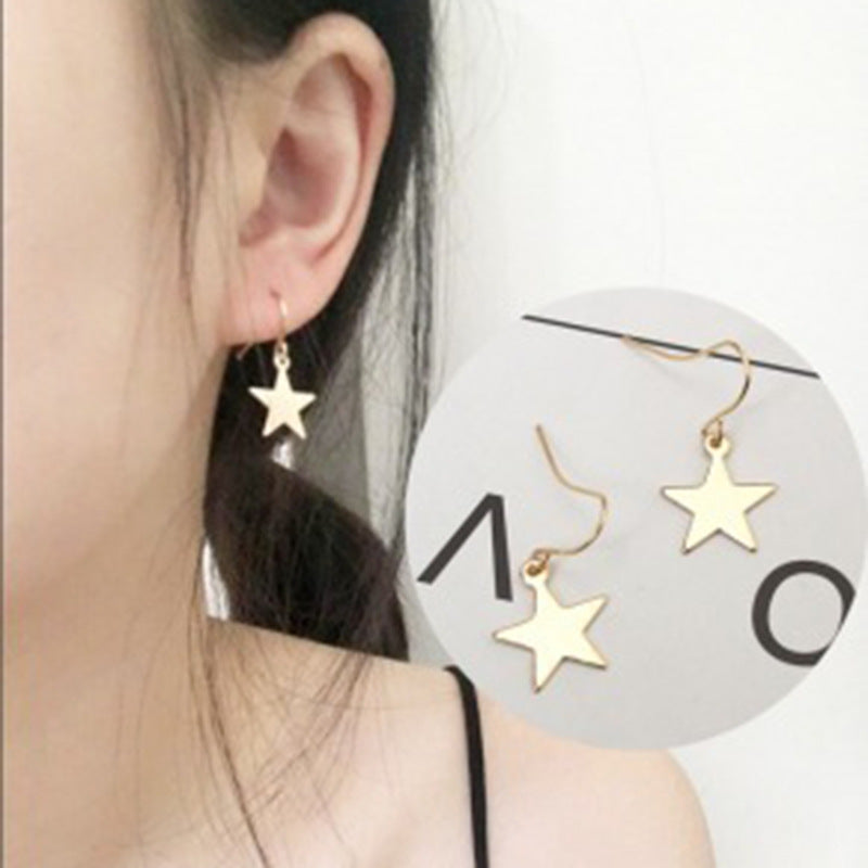 E869 Geometric Girl Flake Pentagram Star Earrings Bijou Her