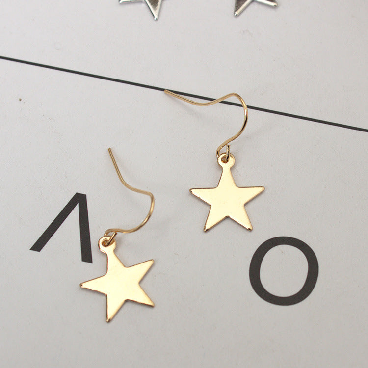 E869 Geometric Girl Flake Pentagram Star Earrings Bijou Her