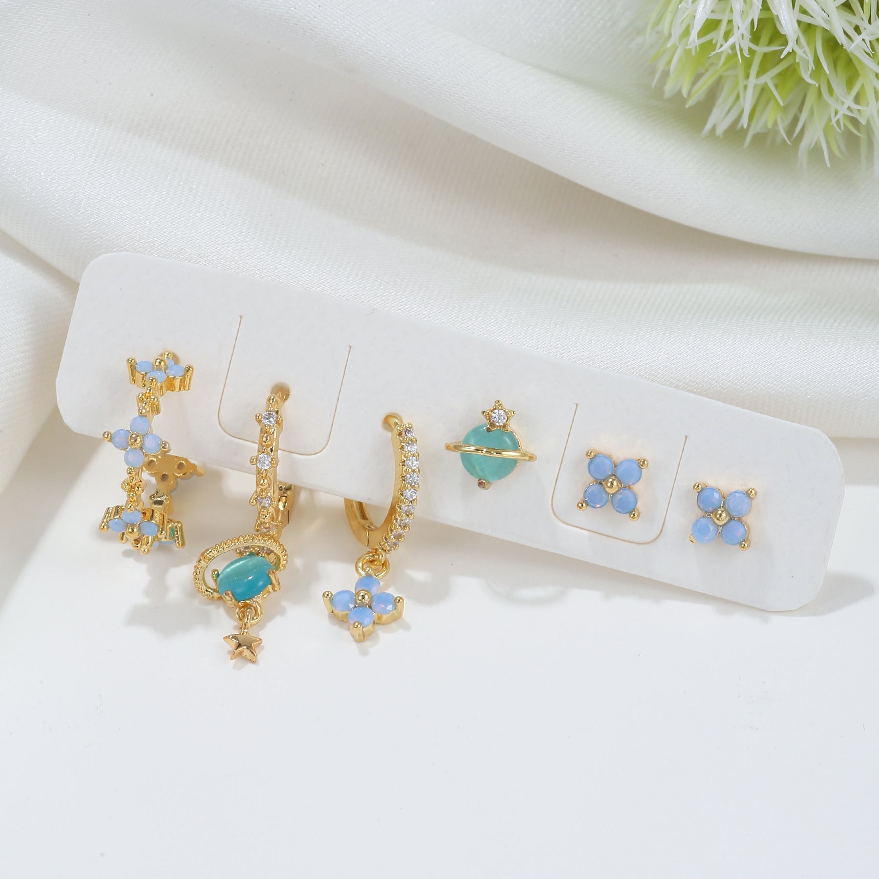 Earrings Set Korean Style Elegant Six Pieces Ornament Cute Sweet Girly Temperamental Gentle Bijou Her