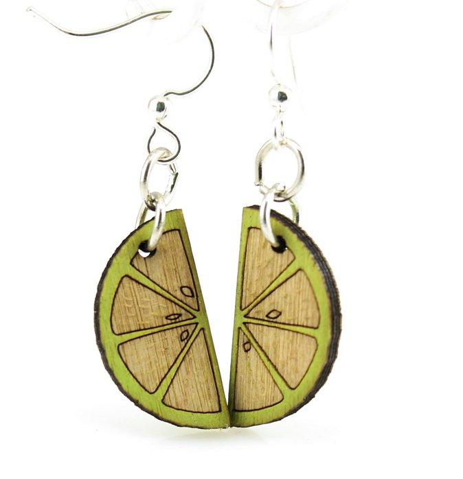 Eco-Friendly Lime Wedge Blossom Earrings - Sustainable Wood - Style #151A Bijou Her