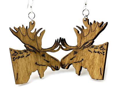 Eco-Friendly Moose Earrings | Sustainable Wood | Hypoallergenic Ear Wires Bijou Her