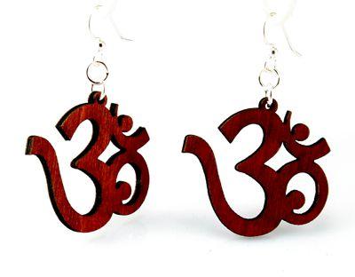 Eco-Friendly Ohm Earrings - Hypoallergenic Silver Ear Wires - Sustainable Wood - Made in USA - Cherry Red Bijou Her