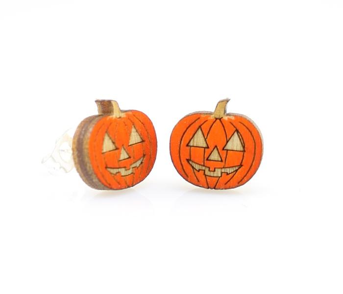 Eco-Friendly Pumpkin Stud Earrings | Sustainable Wood | Hypoallergenic Earstuds Bijou Her