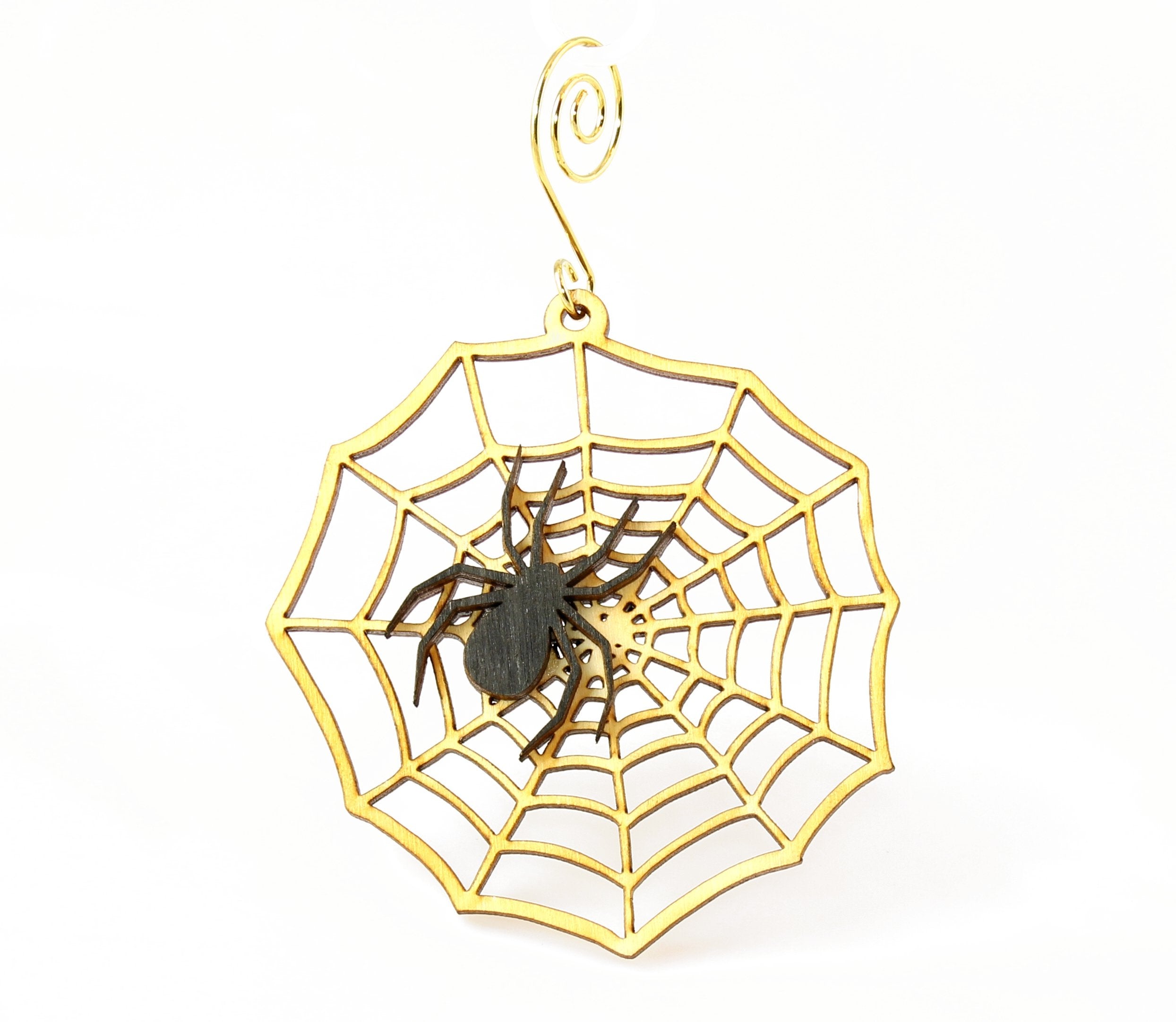 Eco-Friendly Spider Web Ornament - Birch Wood - Laser-Cut - Hypoallergenic - 3"x3" - Holiday Decor Bijou Her