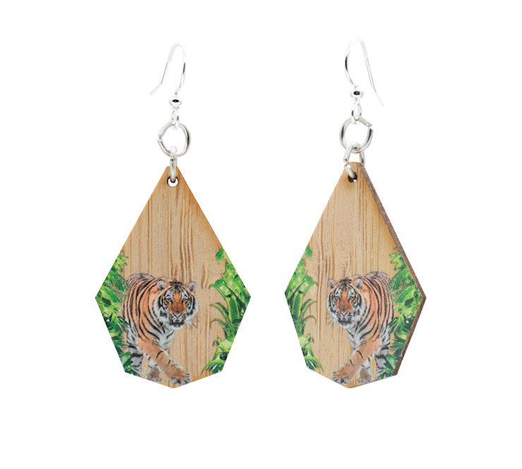 Eco-Friendly Tiger Bamboo Earrings - Lightweight & Sustainable Jewelry with Essential Oil Diffuser Bijou Her