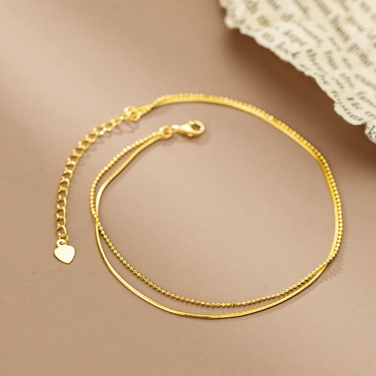 Electroplated 14K Gold Anklet S925 Silver Bijou Her