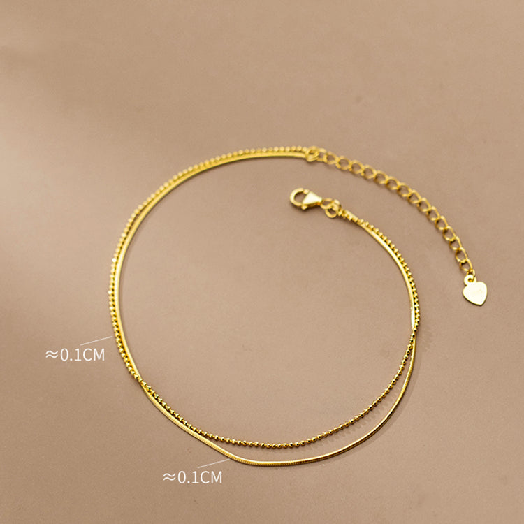 Electroplated 14K Gold Anklet S925 Silver Bijou Her