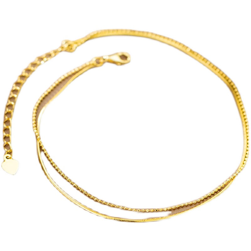Electroplated 14K Gold Anklet S925 Silver Bijou Her