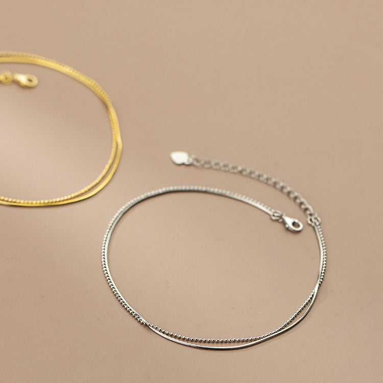 Electroplated 14K Gold Anklet S925 Silver Bijou Her