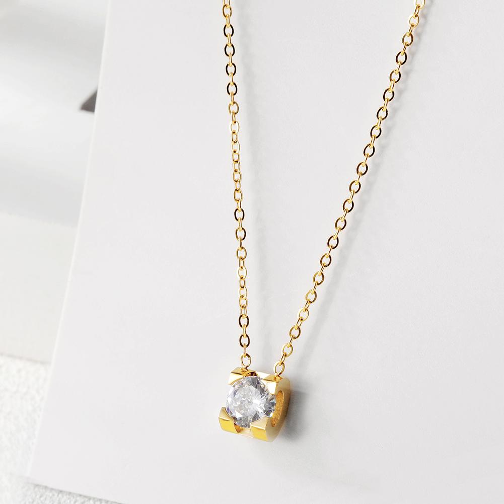 Elegant CZ Pendant Necklace - Non-Toxic, Hypoallergenic Gold Plated Steel Bijou Her