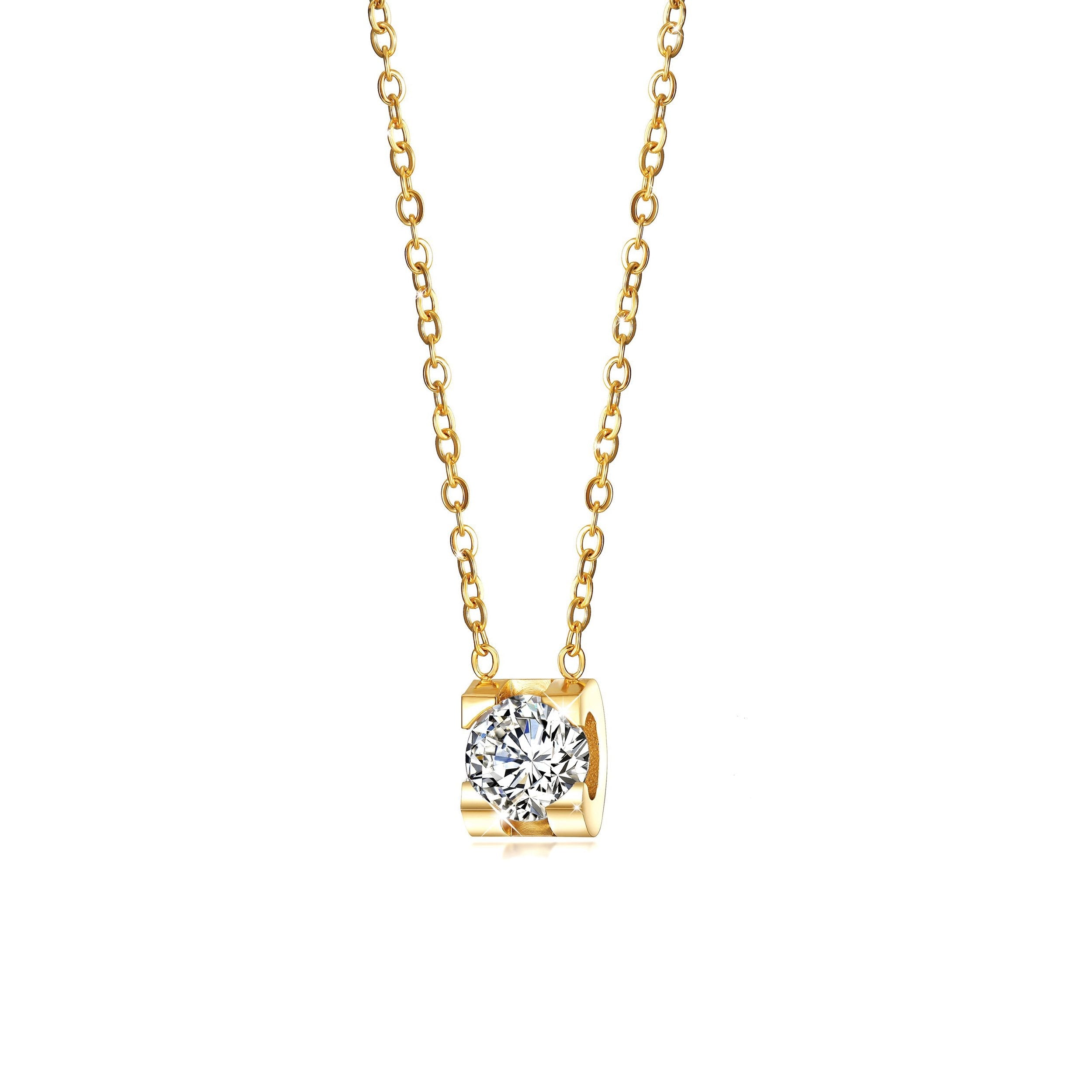 Elegant CZ Pendant Necklace - Non-Toxic, Hypoallergenic Gold Plated Steel Bijou Her