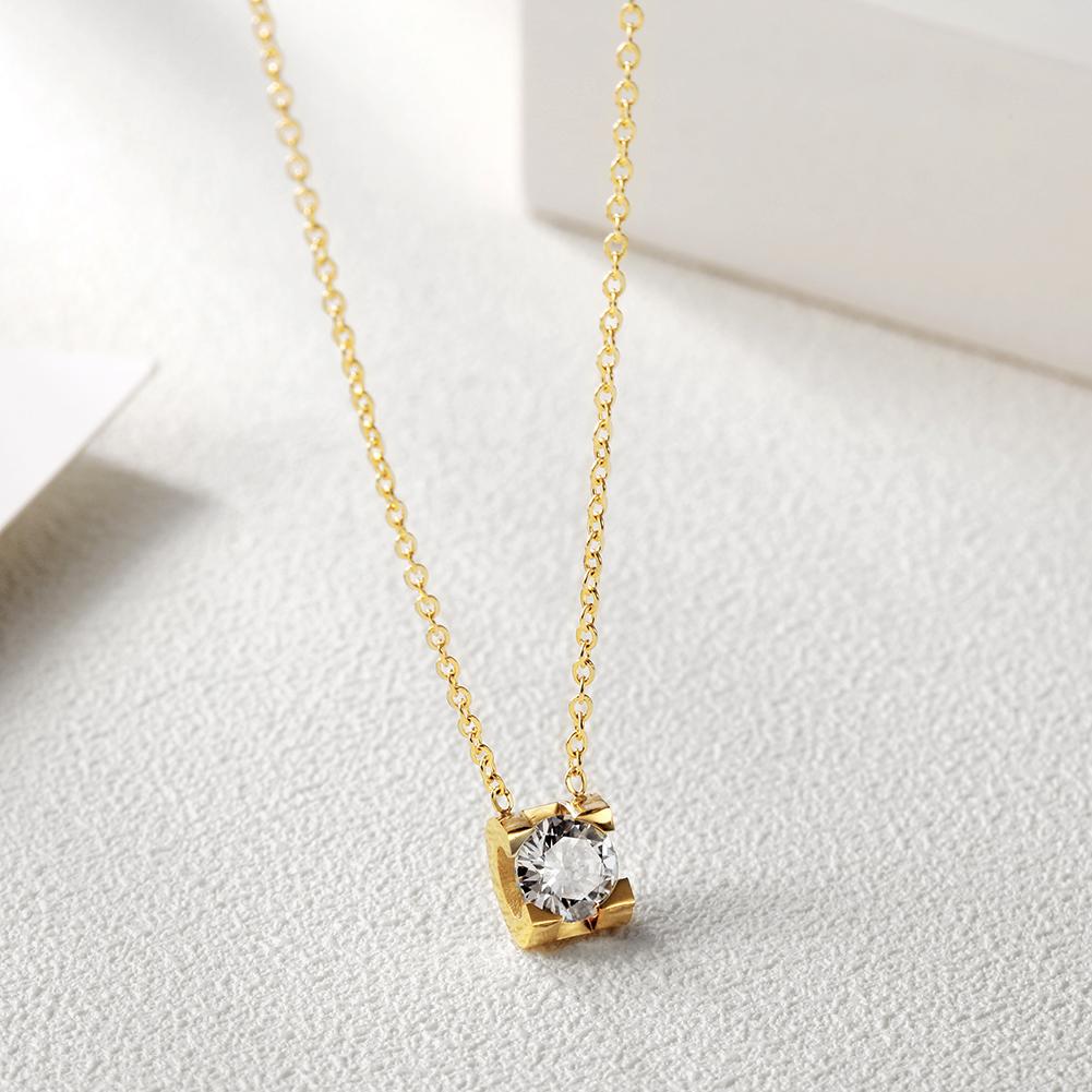 Elegant CZ Pendant Necklace - Non-Toxic, Hypoallergenic Gold Plated Steel Bijou Her