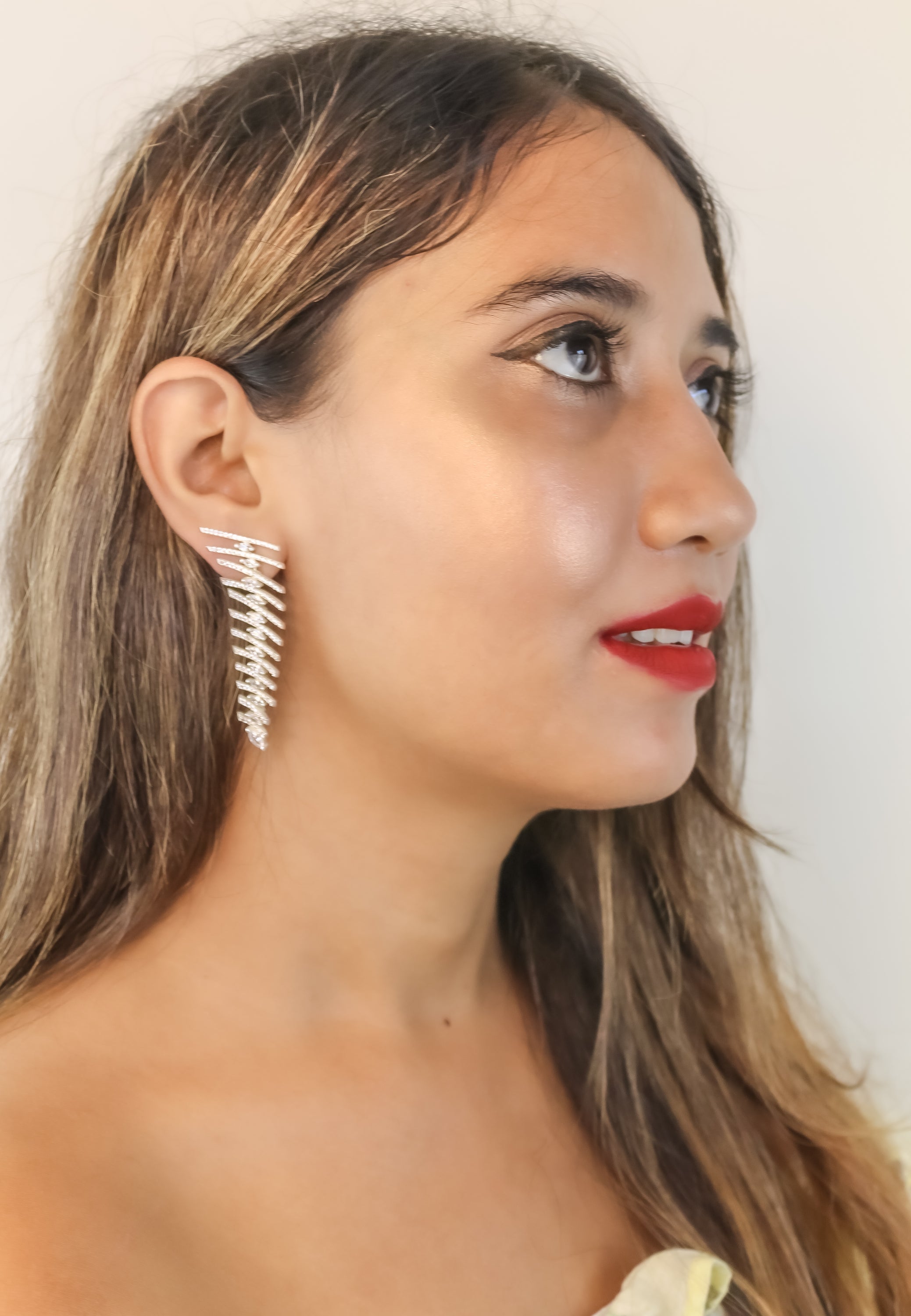 Elegant Fishbone Earrings with Zirconia Stones - Sustainable Jewelry in Gold, Silver, or Rose Gold Plating Bijou Her